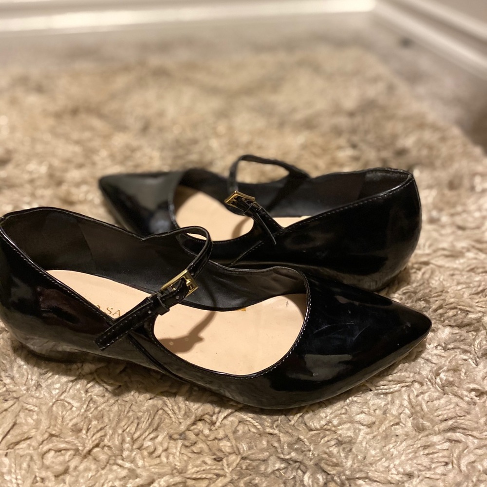 Black flats with straps